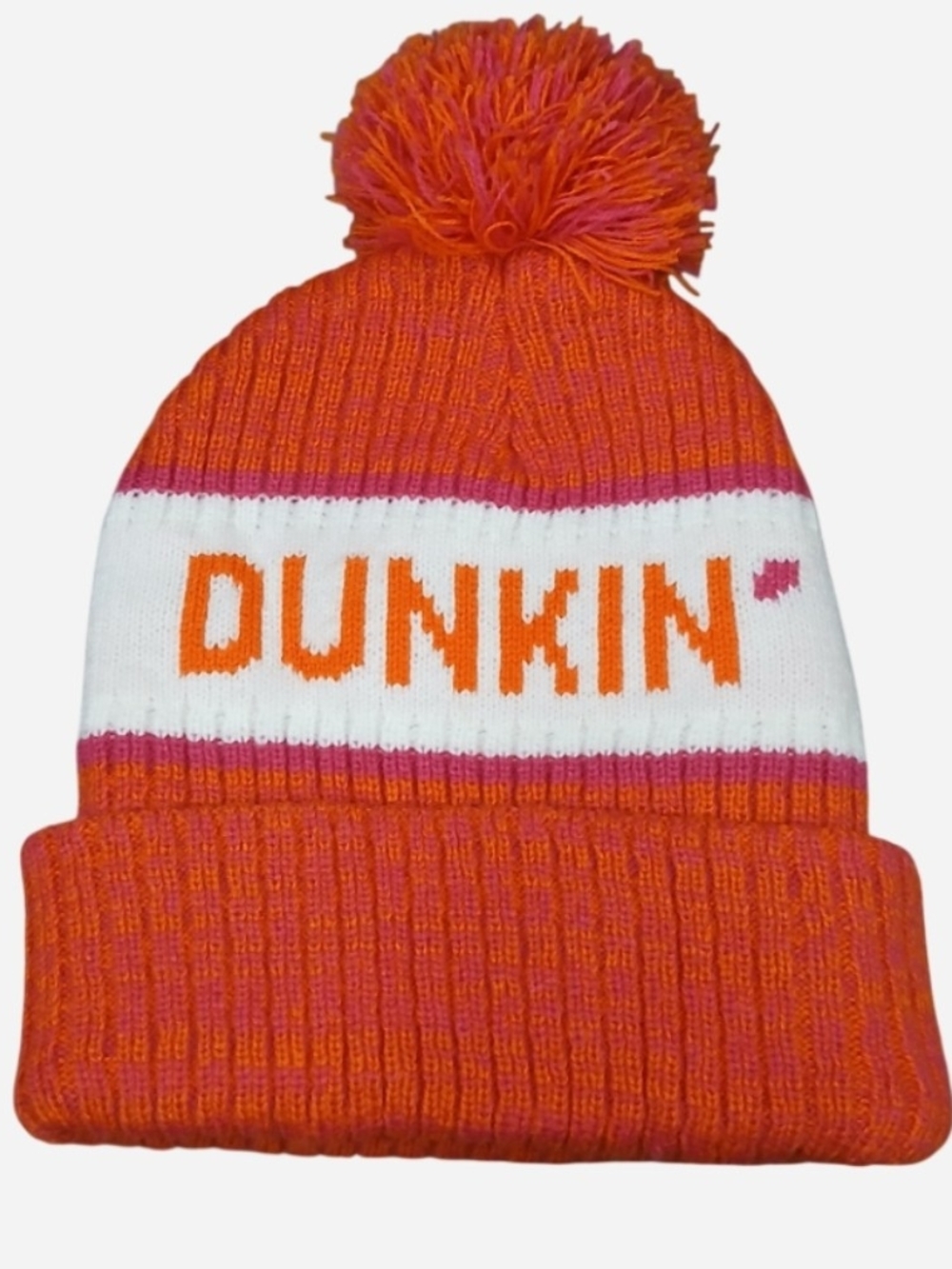 Dunkin' Orange & Pink Pom Beanie Hat